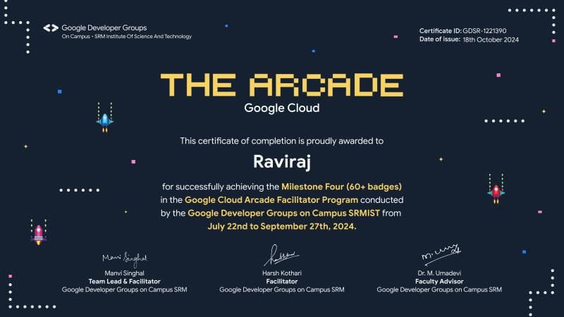 Google Cloud Arcade Facilitator Program certificate