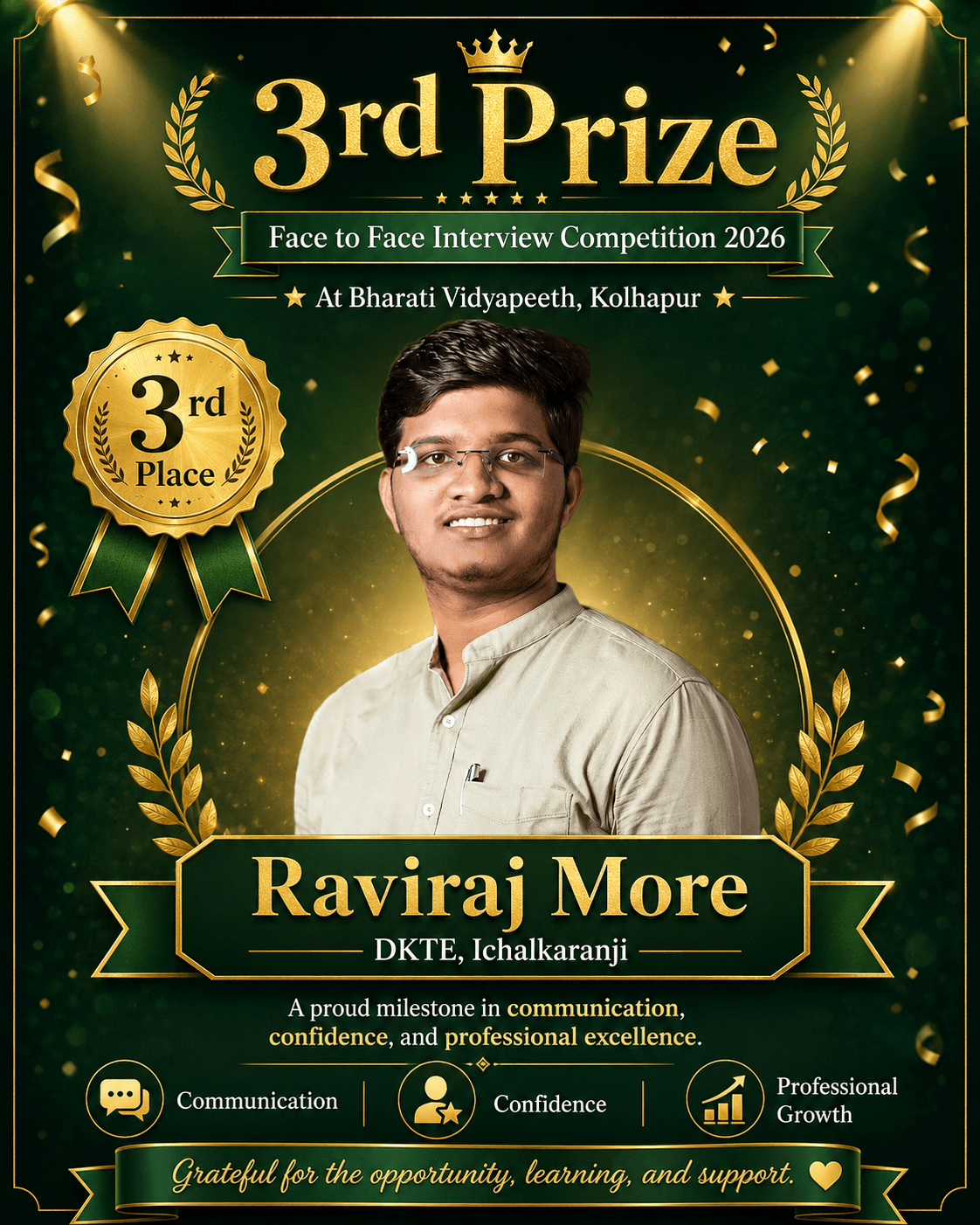 3rd Prize - Face-to-Face Interview Competition